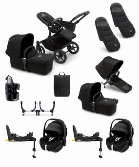 Bugaboo Donkey 5 Twin Pushchair Bundle with Maxi-Cosi Pebble 360 Pro Car Seat & Base - Black