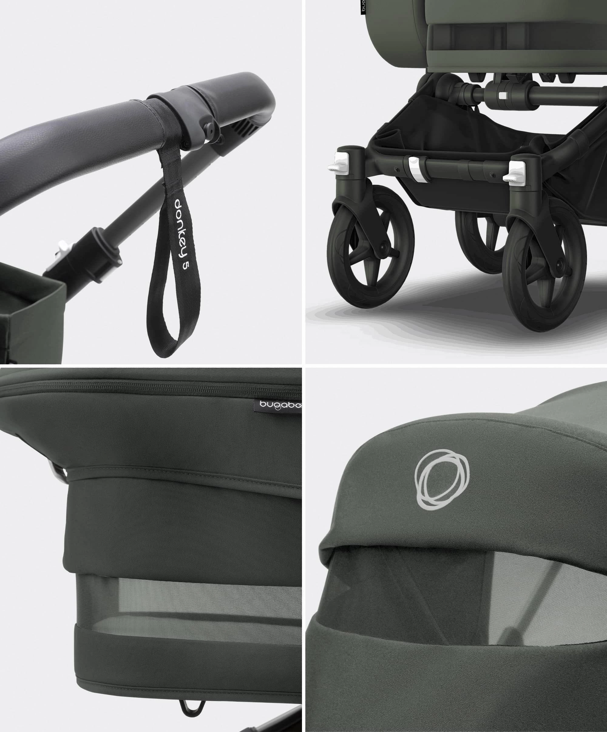 Bugaboo Donkey 5 Twin Pushchair Bundle with Maxi-Cosi Pebble 360 Pro Car Seat & Base - Forest Green