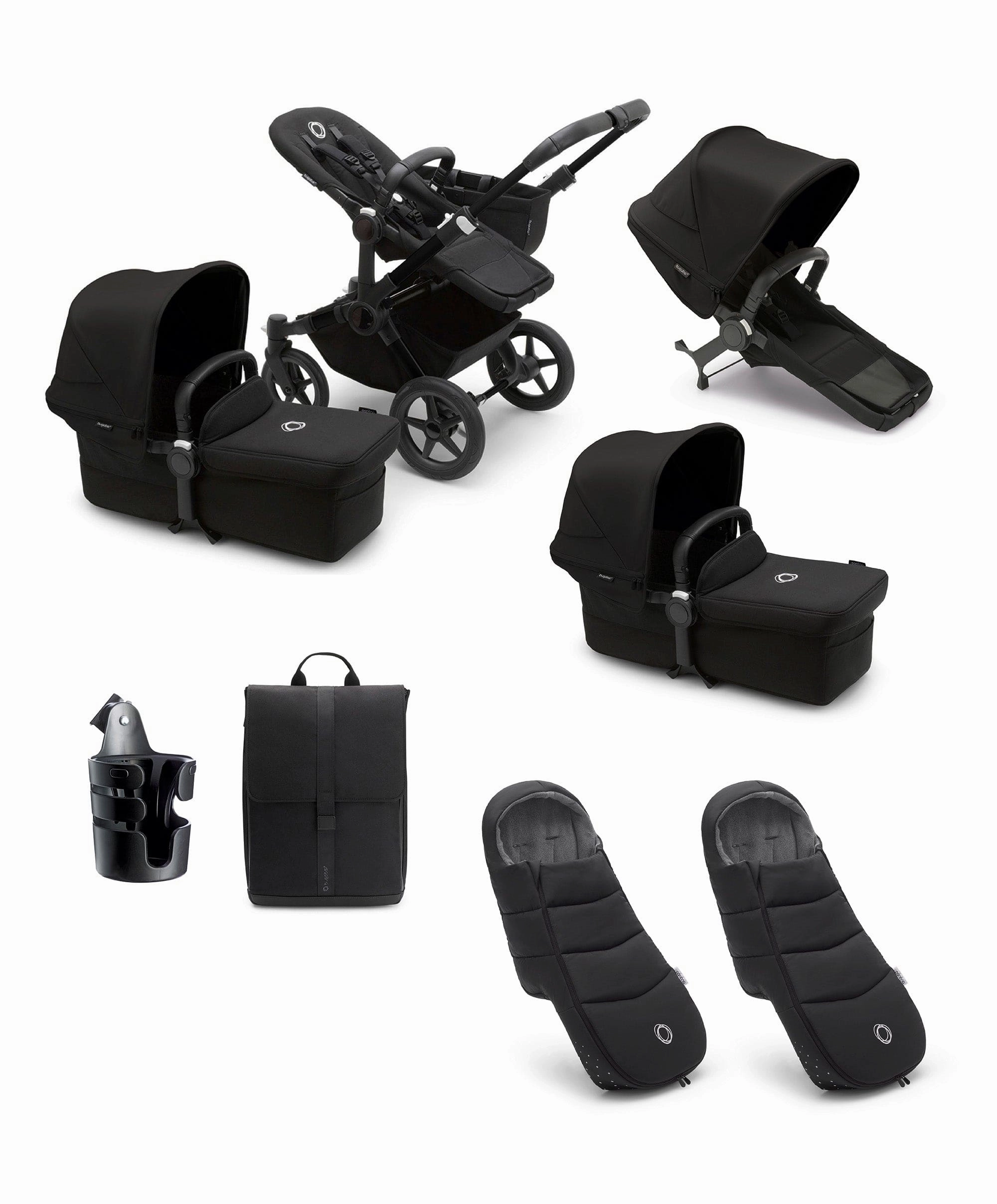 Bugaboo Donkey 5 Twin Pushchair Essential Bundle - Black
