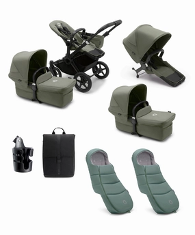 Bugaboo Donkey 5 Twin Pushchair Essential Bundle - Forest Green
