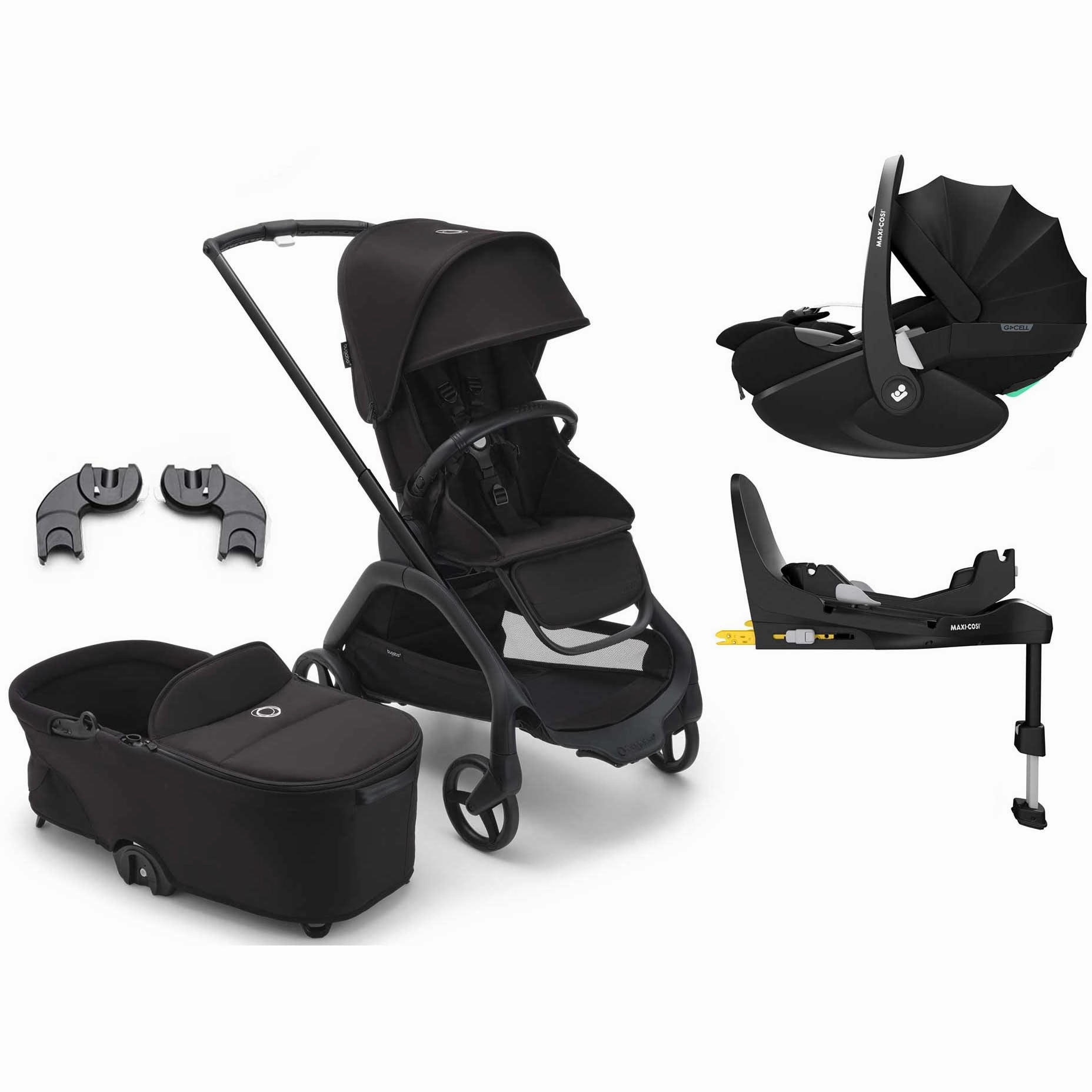 Bugaboo Dragonfly Pebble 360 Pro V2 Travel System - Black/Midnight Black