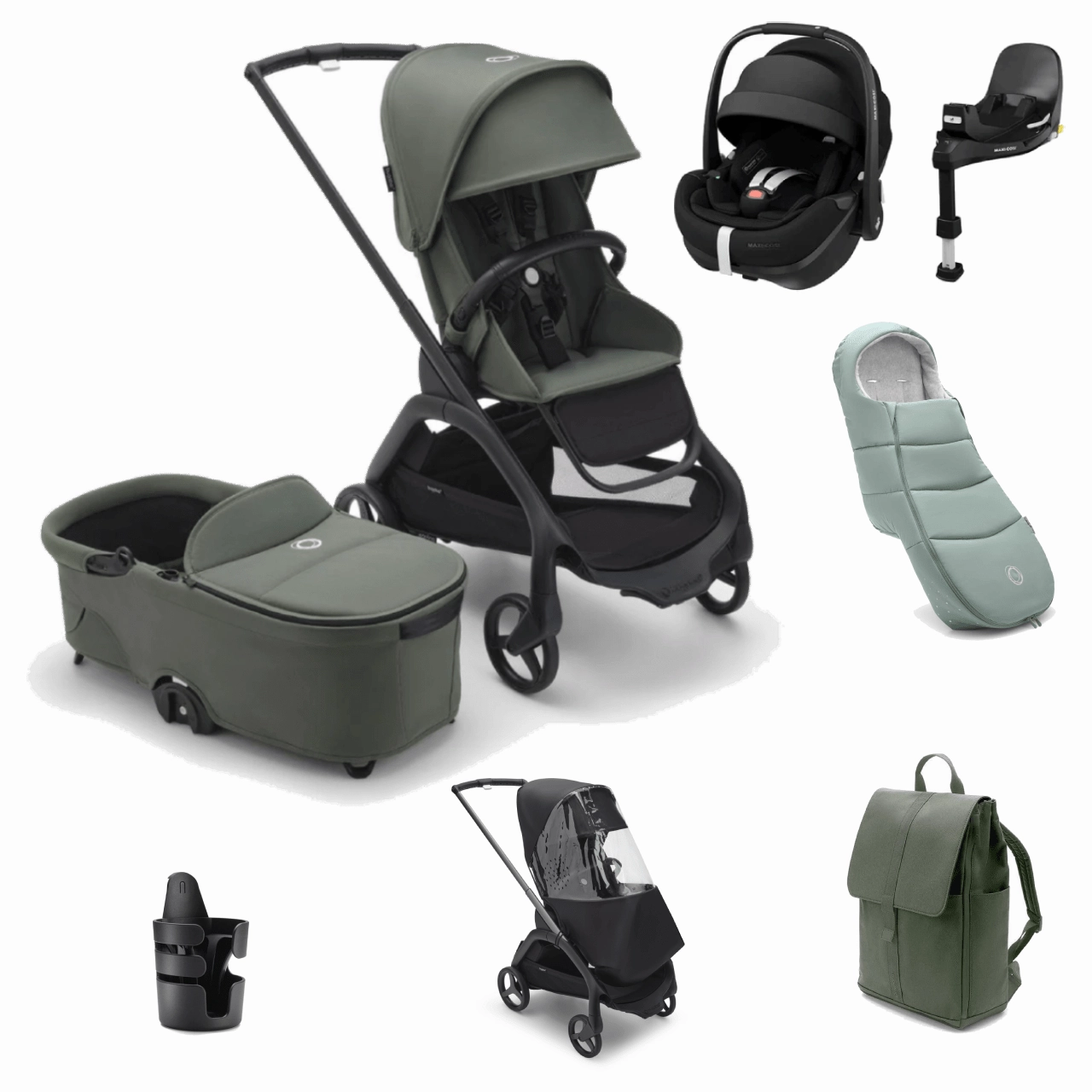 Bugaboo Dragonfly Pushchair Ultimate (Pebble 360 PRO2) Bundle - Forest Green