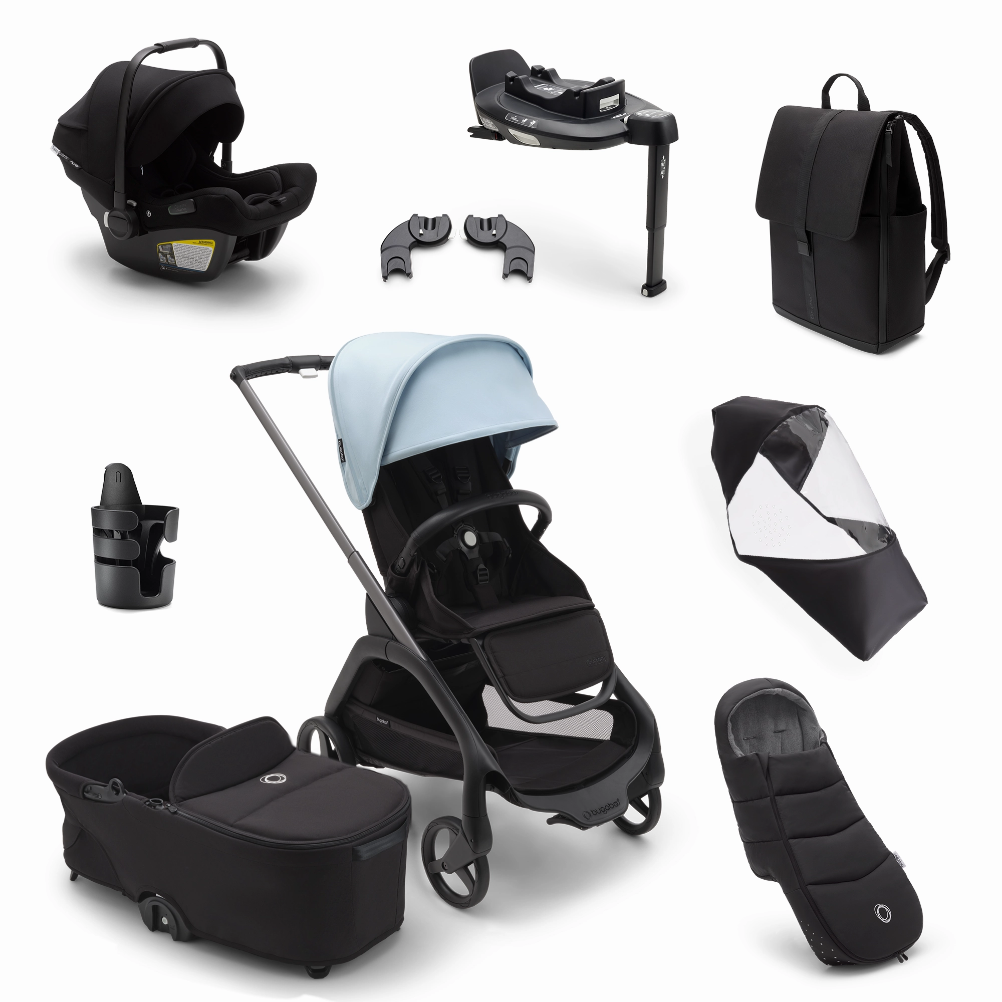 Bugaboo, Dragonfly Ultimate Newborn Bundle, Skyline Blue
