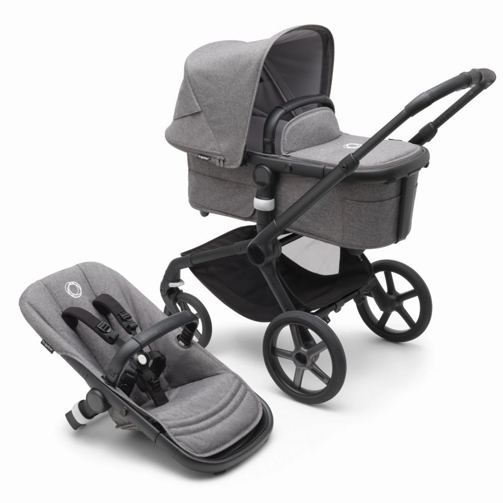Bugaboo, Fox 5 Complete Pushchair, Black/Grey Melange