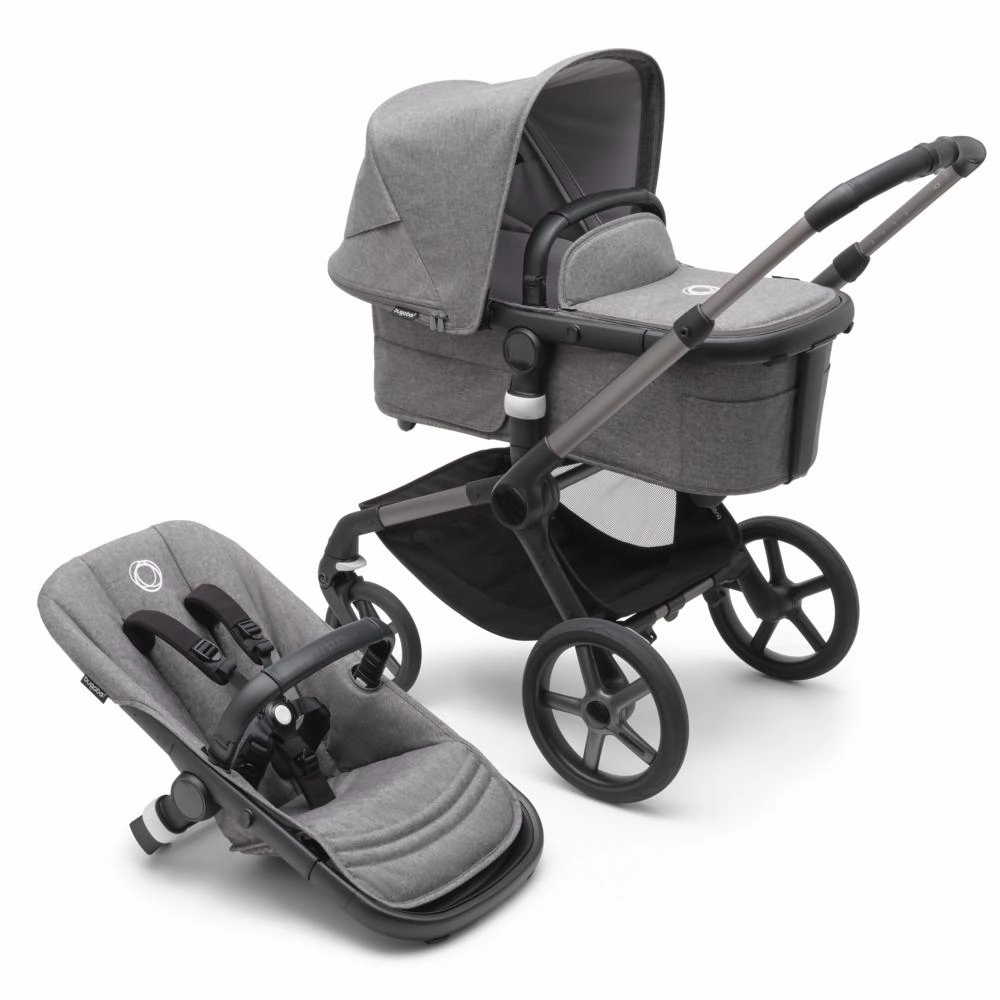 Bugaboo, Fox 5 Complete Pushchair, Black/Grey Melange