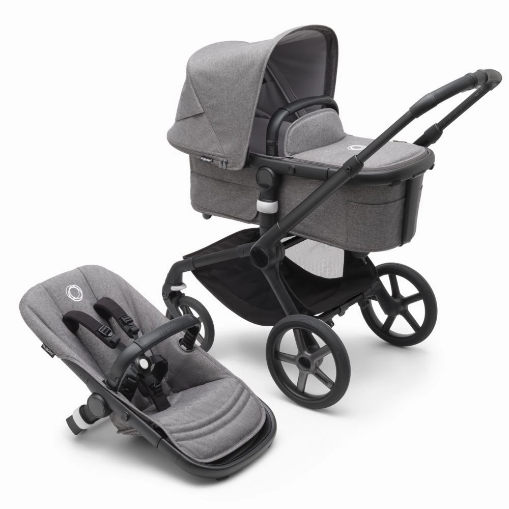 Bugaboo, Fox 5 Complete Travel Bundle w/ Aton B2, Black/Grey Melange
