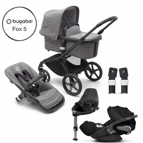 Bugaboo, Fox 5 Complete Travel Bundle w/ Cloud T, Black/Grey Melange
