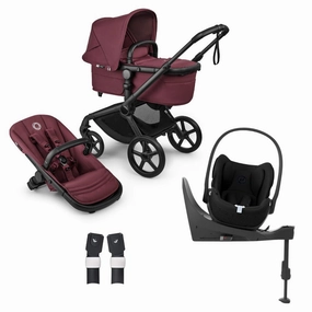 Bugaboo, Fox 5 Renew Travel System with Cybex Cloud T, Black/Dark Cherry