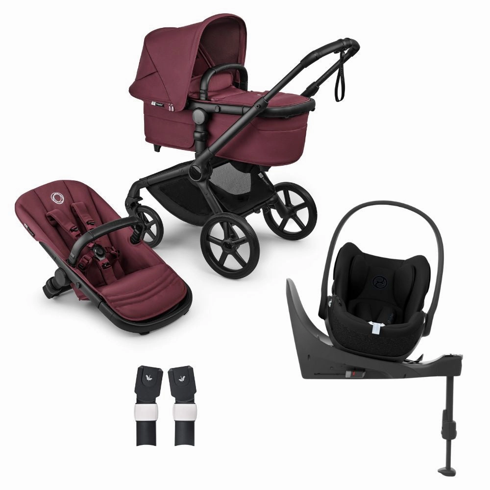 Bugaboo, Fox 5 Renew Travel System with Cybex Cloud T, Black/Dark Cherry