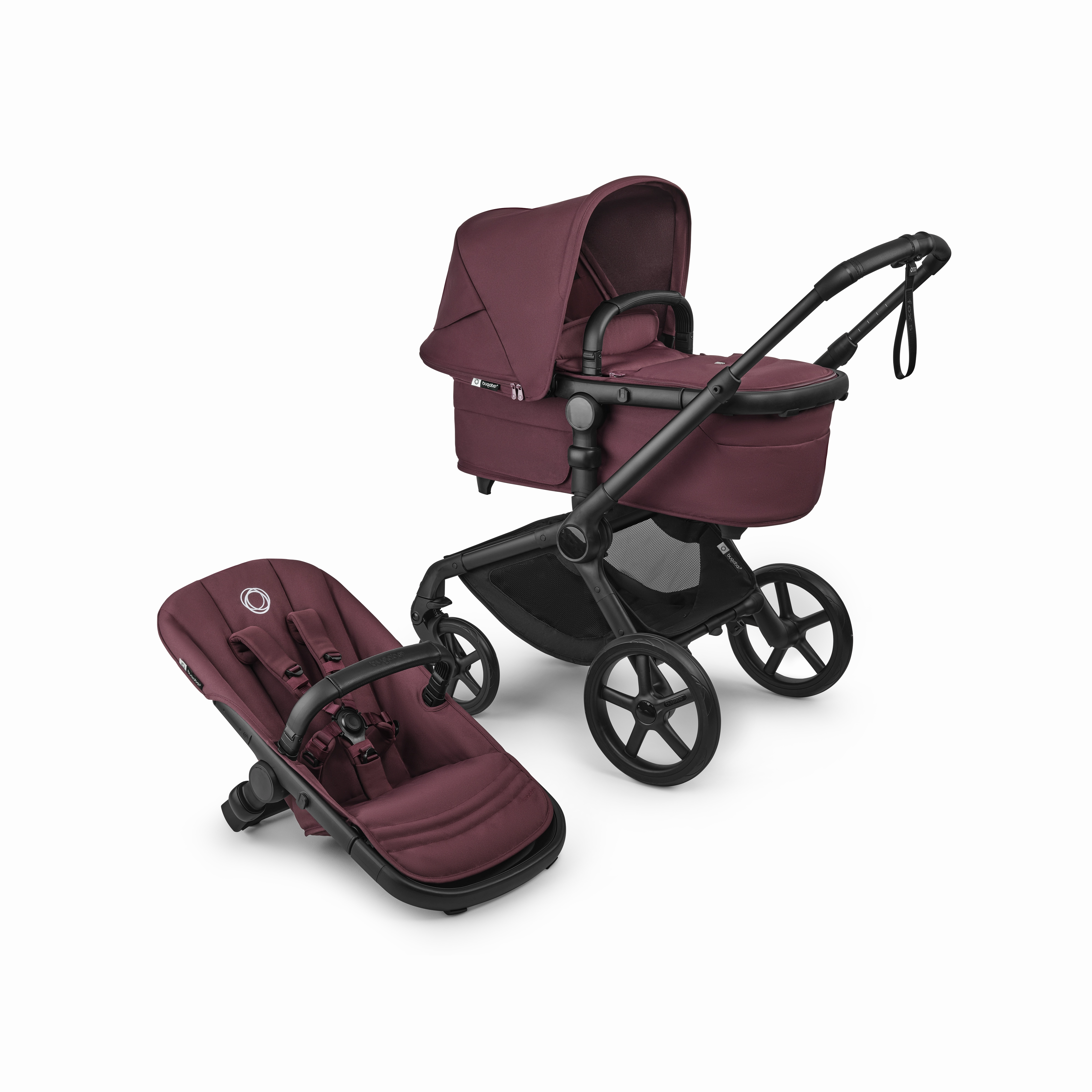 Bugaboo, Fox 5 Renew Travel System with Cybex Cloud T, Black/Dark Cherry