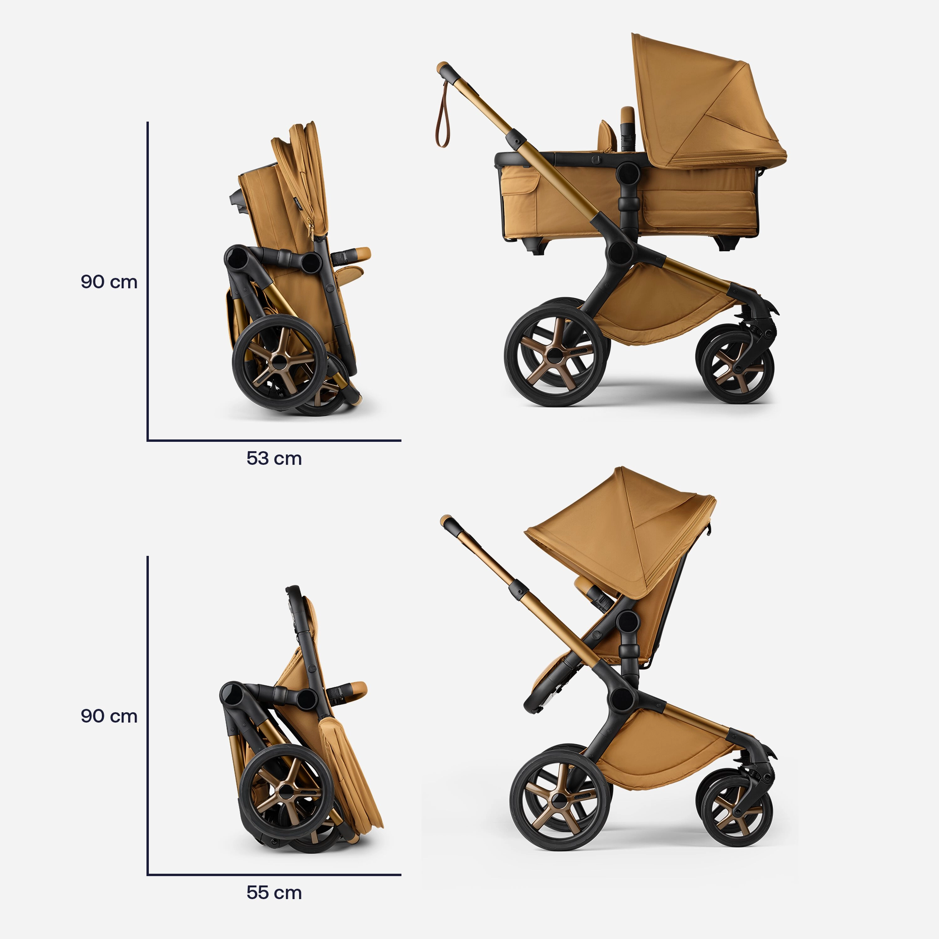 Bugaboo, Fox 5 Travel System Cybex Cloud T, Noir, Amber Glow