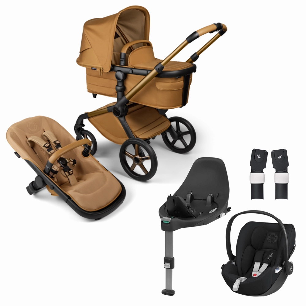 Bugaboo, Fox 5 Travel System Cybex Cloud T, Noir, Amber Glow