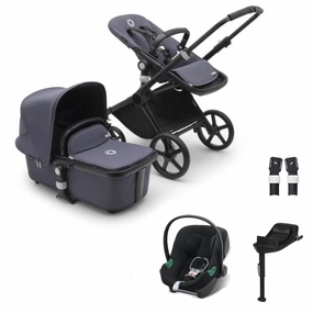 Bugaboo Fox Cub Aton B2 Travel System - Black/Stormy Blue
