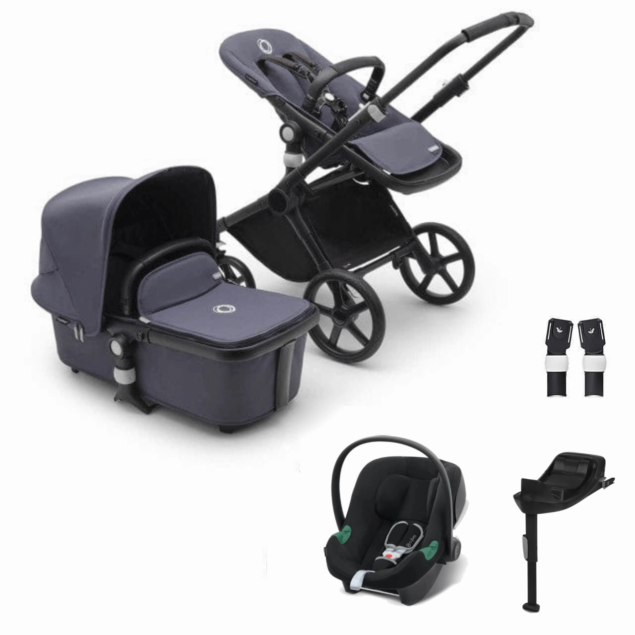 Bugaboo Fox Cub Aton B2 Travel System - Black/Stormy Blue