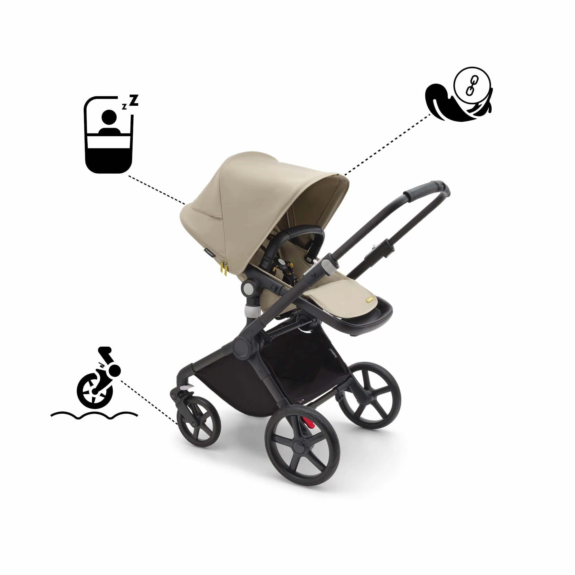 Bugaboo Fox Cub Cloud T Travel System - Black/Desert Beige