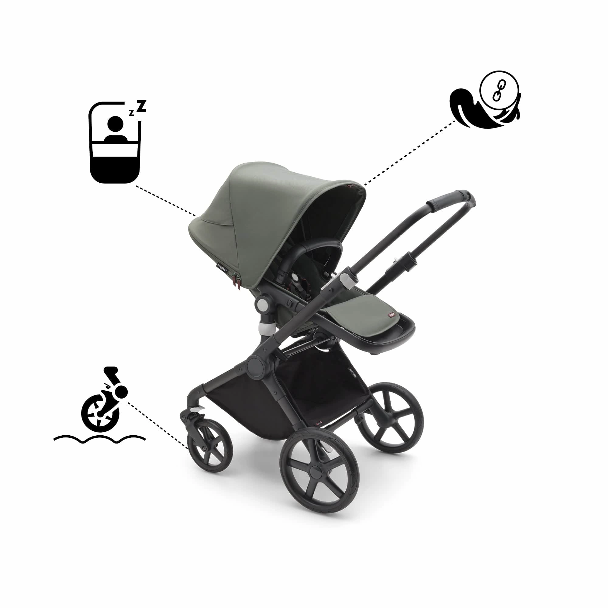 Bugaboo Fox Cub Cloud T Travel System - Black/Forest Green