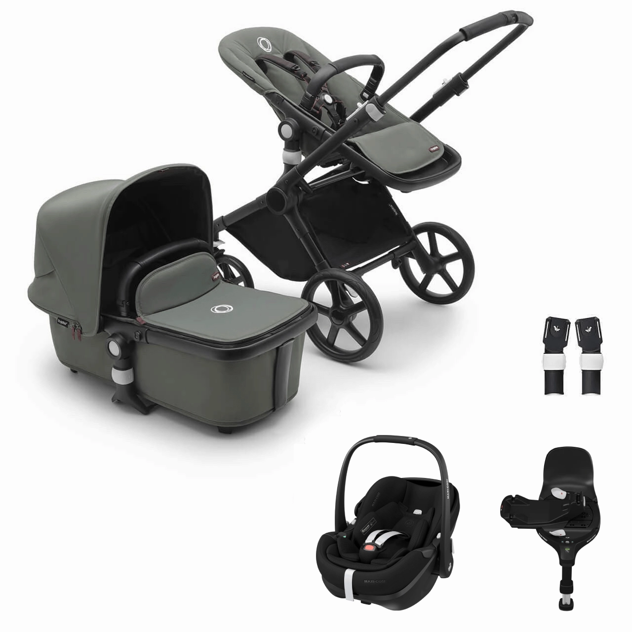 Bugaboo Fox Cub Pebble 360 PRO2 Travel System - Black/Forest Green