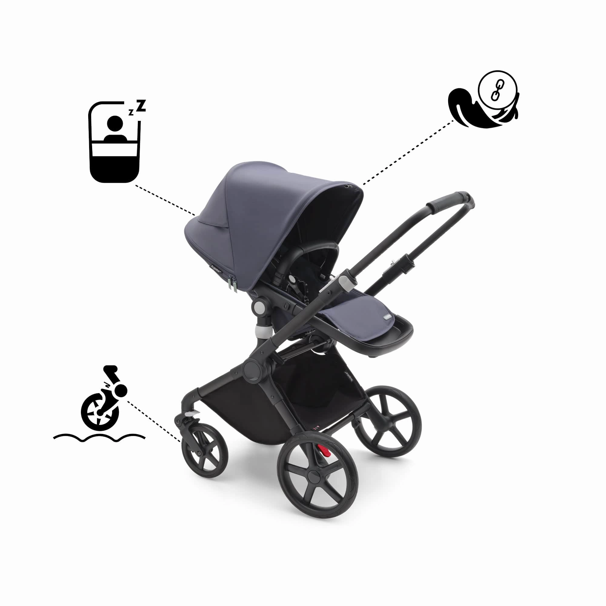 Bugaboo Fox Cub Pebble 360 PRO2 Travel System - Black/Stormy Blue