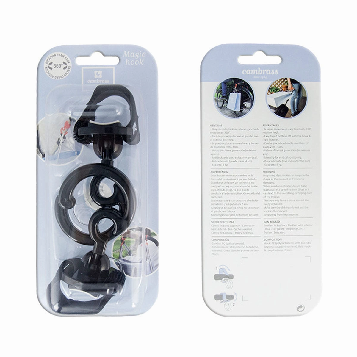 Cambrass Stroller Magic Hook Solid 1647 Black