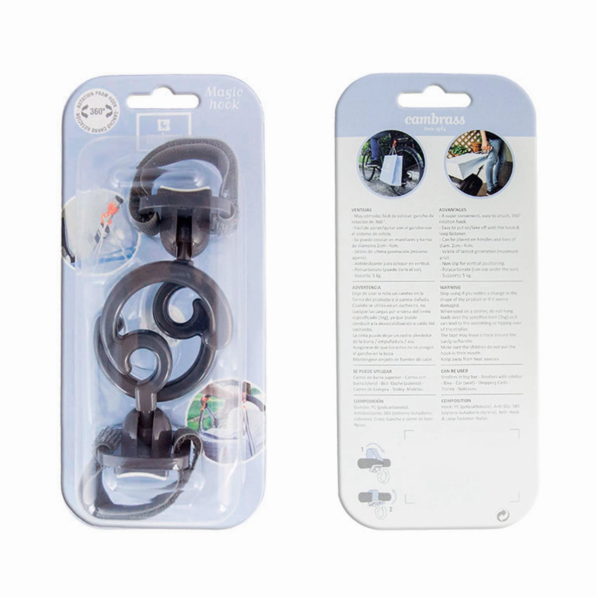 Cambrass Stroller Magic Hook Solid 1647 Grey