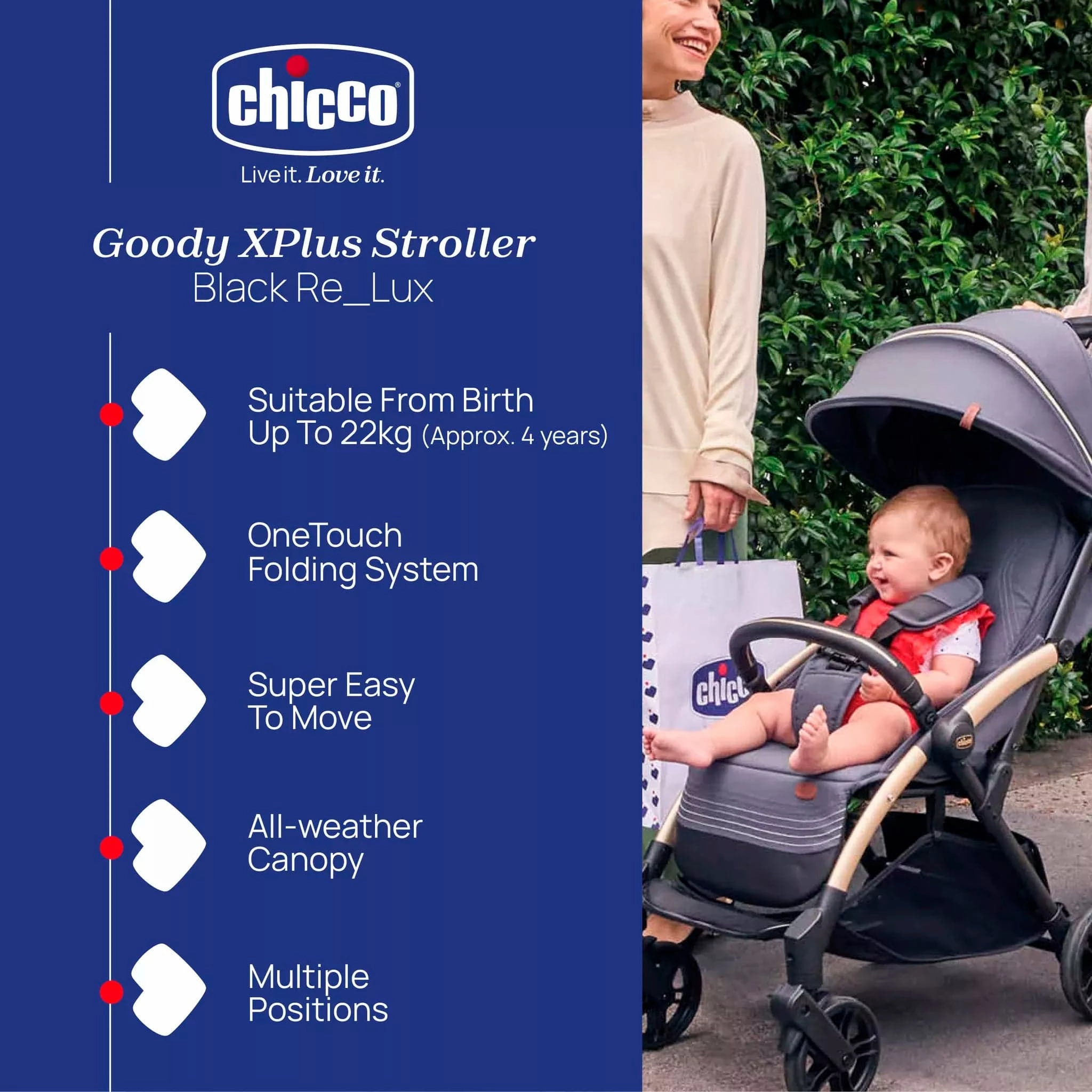 Chicco Goody Xplus Stroller - Black Re_Lux