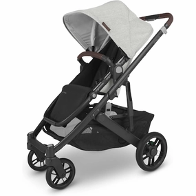 Cruz V2 Stroller - Anthony - White and Grey Chenille | Carbon Frame | Chestnut Leather