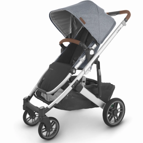 Cruz V2 Stroller - Gregory - Blue Meange | Silver Frame | Saddle Leather