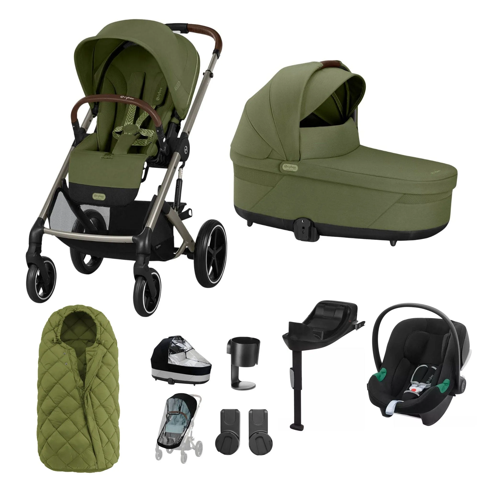 Cybex Balios S Lux Comfort Bundle - Taupe/Moss Green