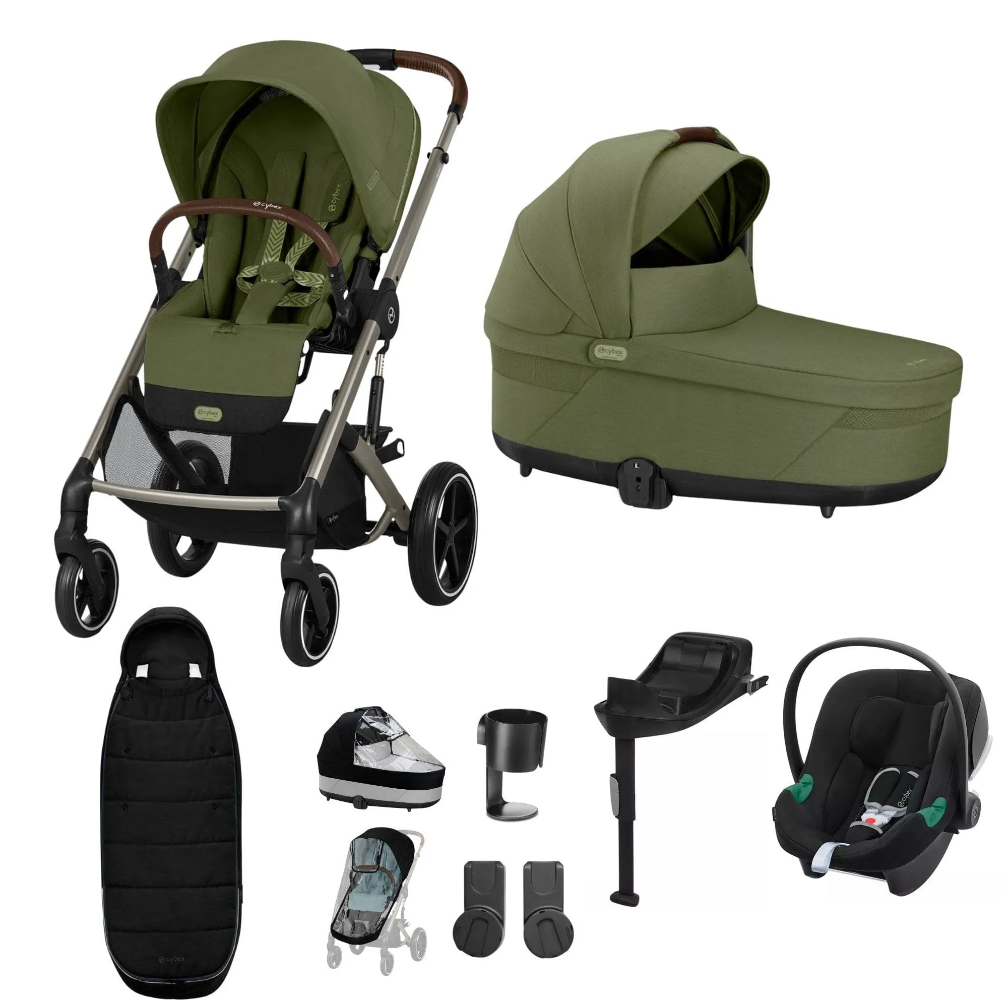 Cybex Balios S Lux Comfort Bundle - Taupe/Moss Green