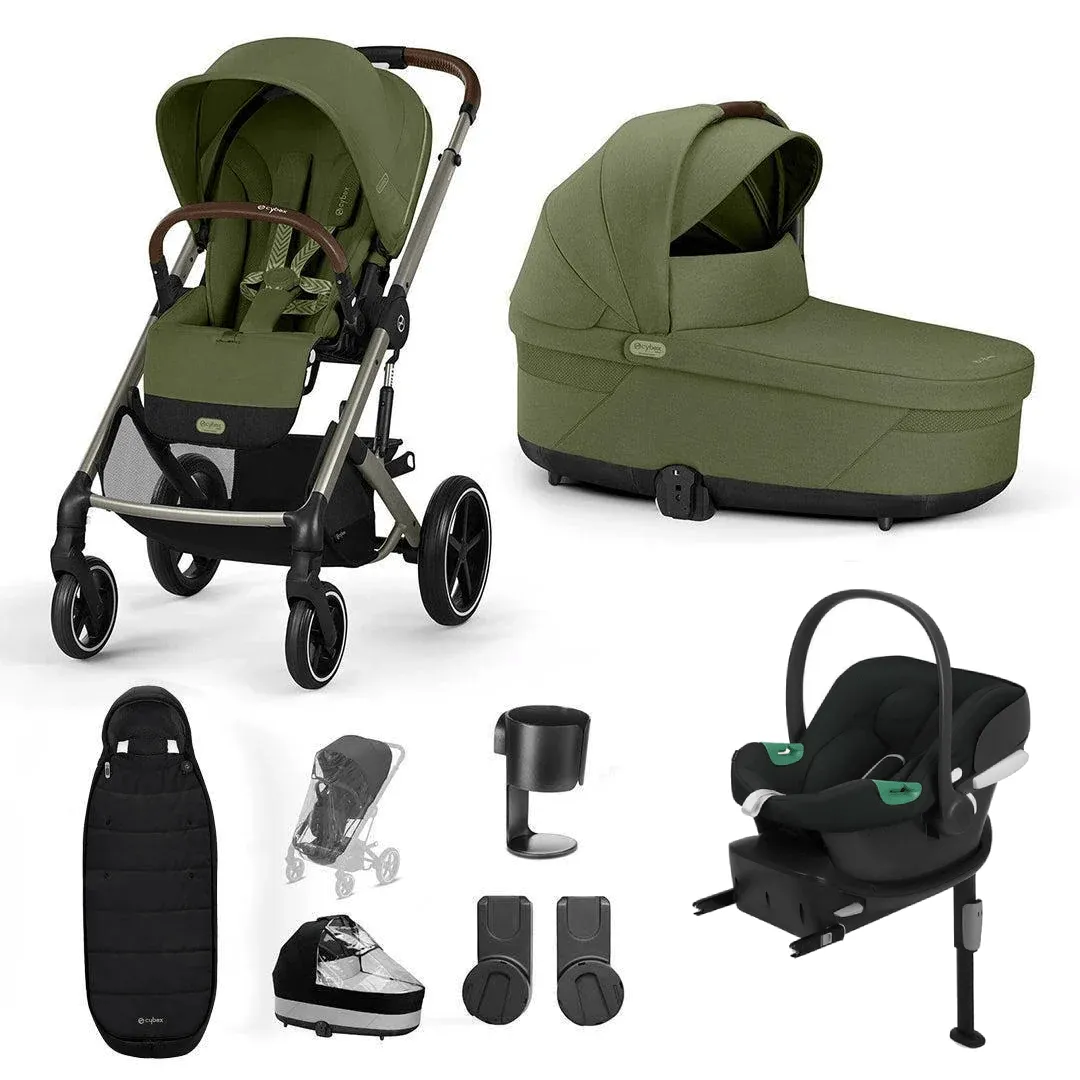 Cybex Balios S Lux Luxury Aton B2 Bundle - Taupe / Moss Green