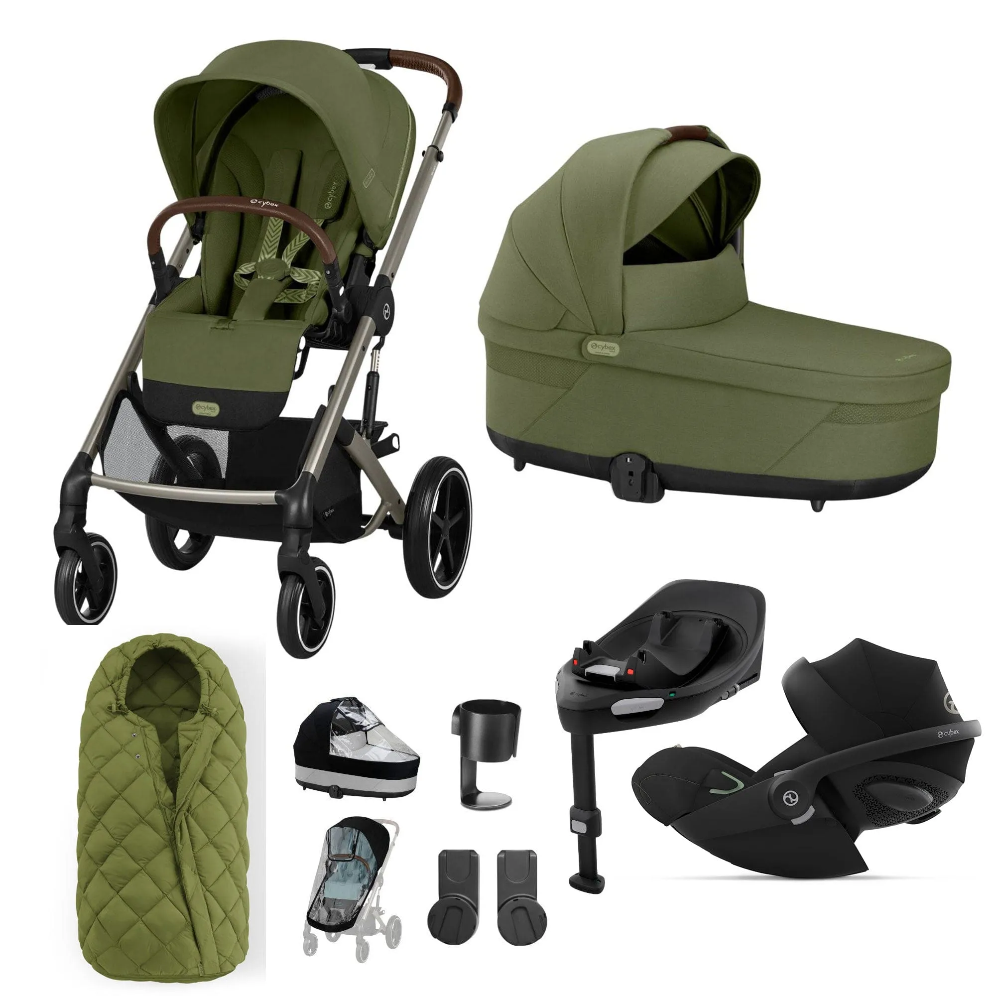 Cybex Balios S Lux Luxury Bundle - Taupe/Moss Green