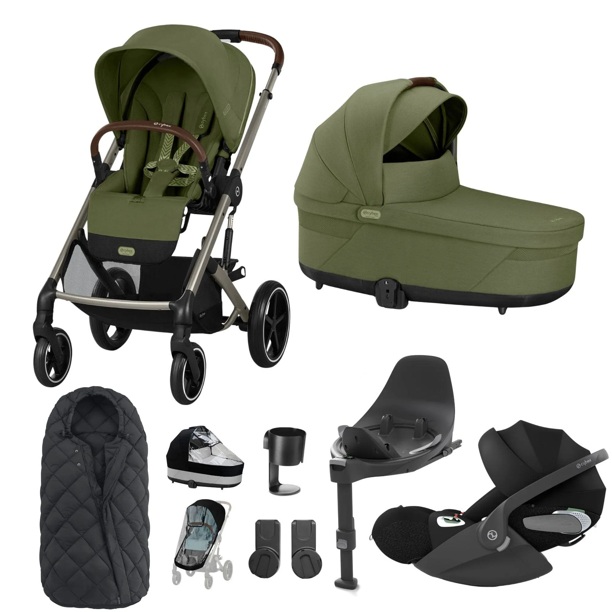 Cybex Balios S Lux Luxury Bundle - Taupe/Moss Green