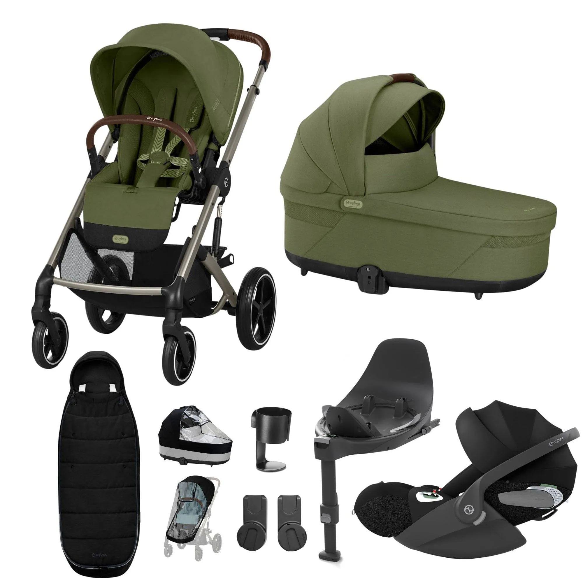 Cybex Balios S Lux Luxury Bundle - Taupe/Moss Green