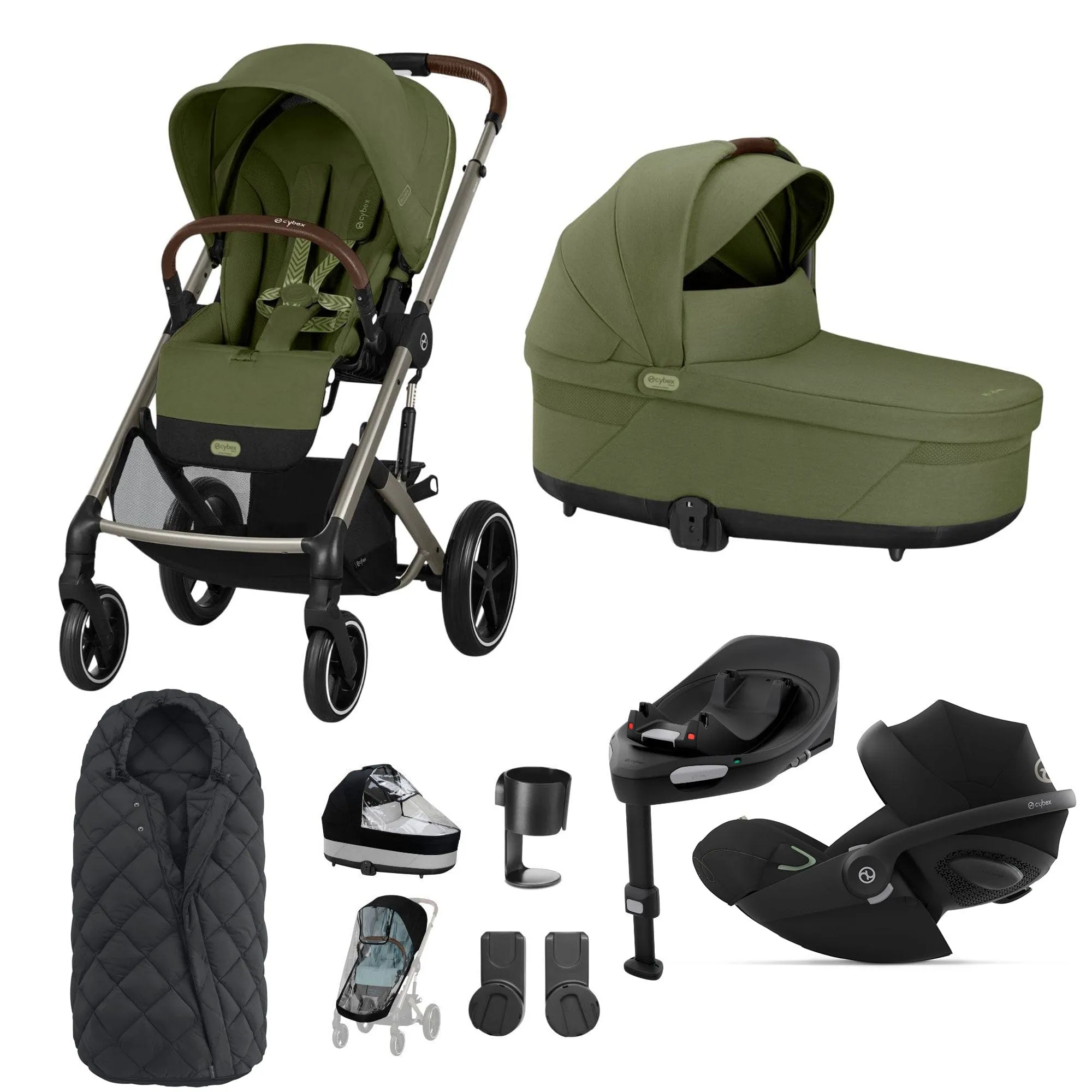 Cybex Balios S Lux Luxury Bundle - Taupe/Moss Green