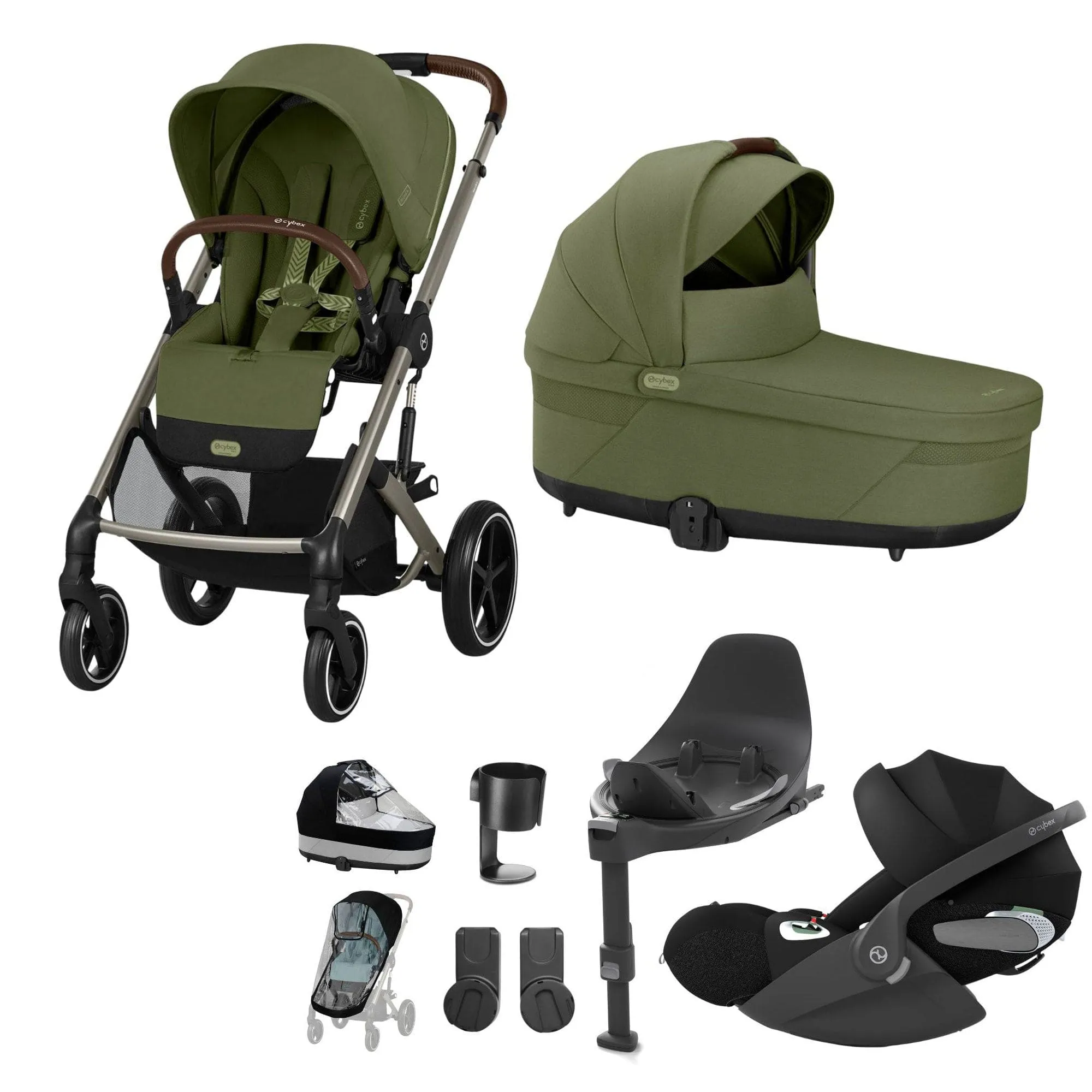 Cybex Balios S Lux Luxury Bundle - Taupe/Moss Green