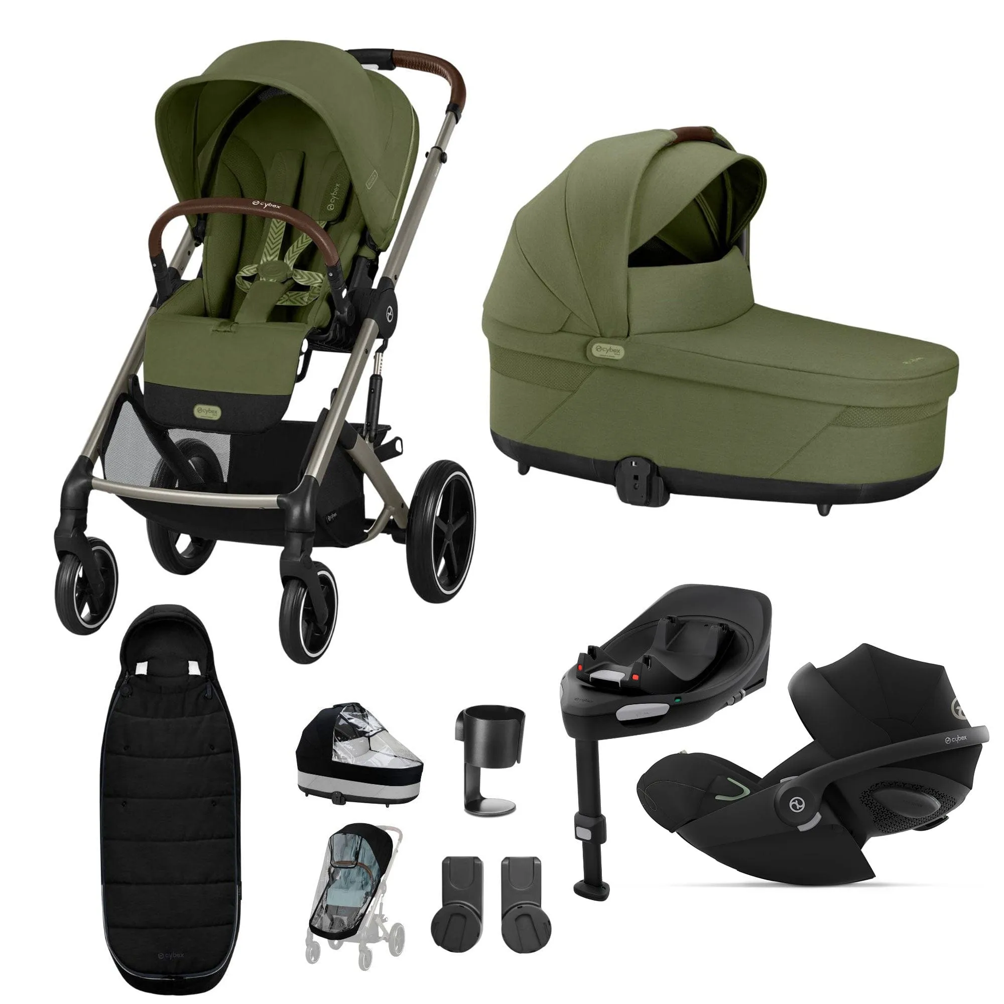 Cybex Balios S Lux Luxury Bundle - Taupe/Moss Green