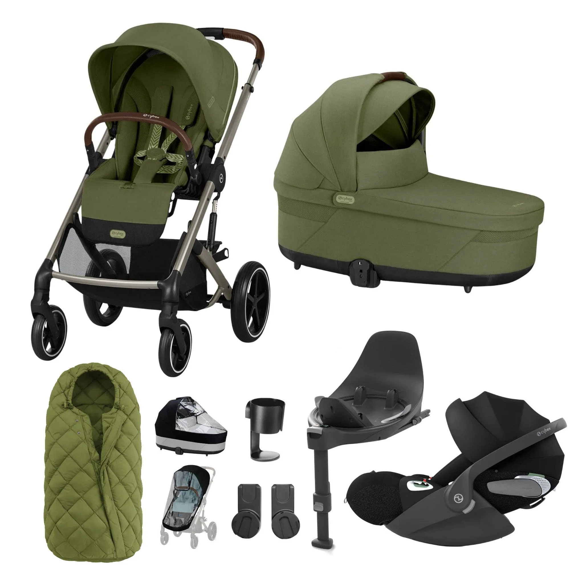 Cybex Balios S Lux Luxury Bundle - Taupe/Moss Green