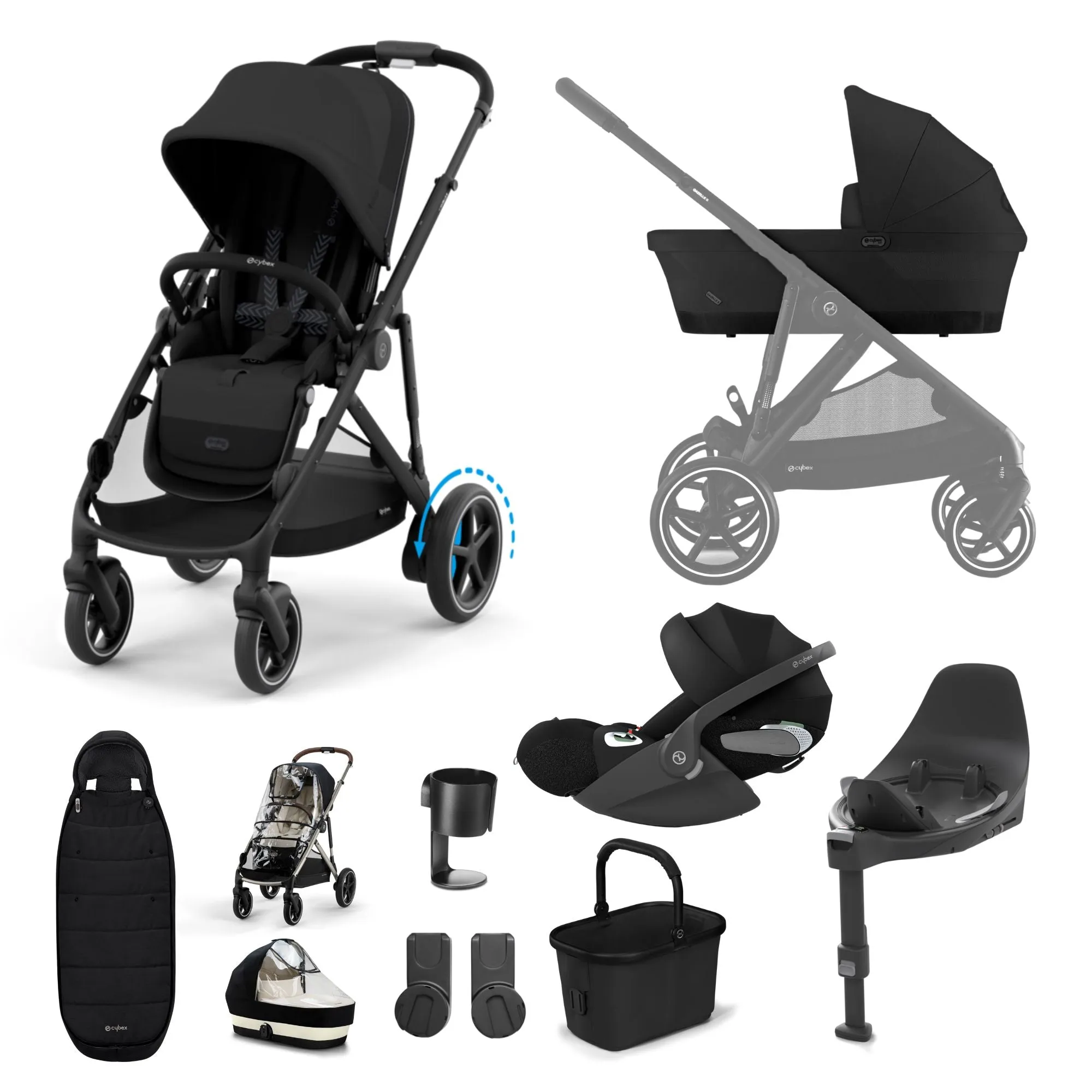 Cybex, e-Gazelle S 11 Piece Cloud T i-Size Bundle, Moon Black