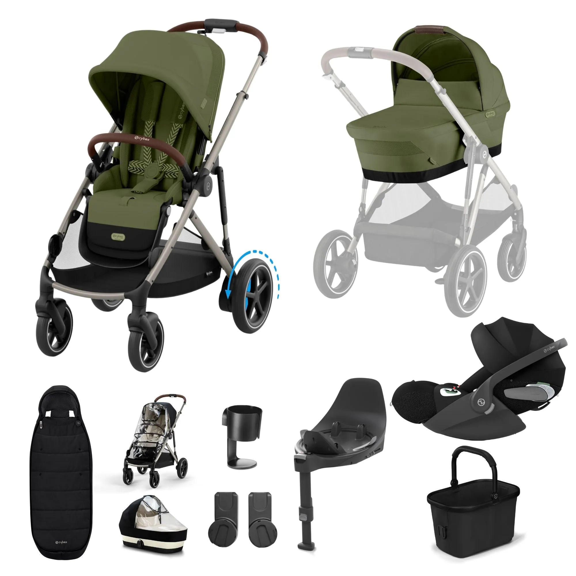 Cybex, e-Gazelle S 11 Piece Cloud T i-Size Bundle, Moss Green