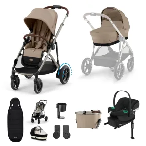 Cybex eGazelle S, Aton B2 Travel System - Taupe/Almond Beige