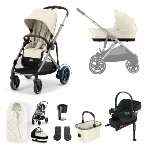 Cybex eGazelle S, Aton B2 Travel System - Taupe/Seashell Beige