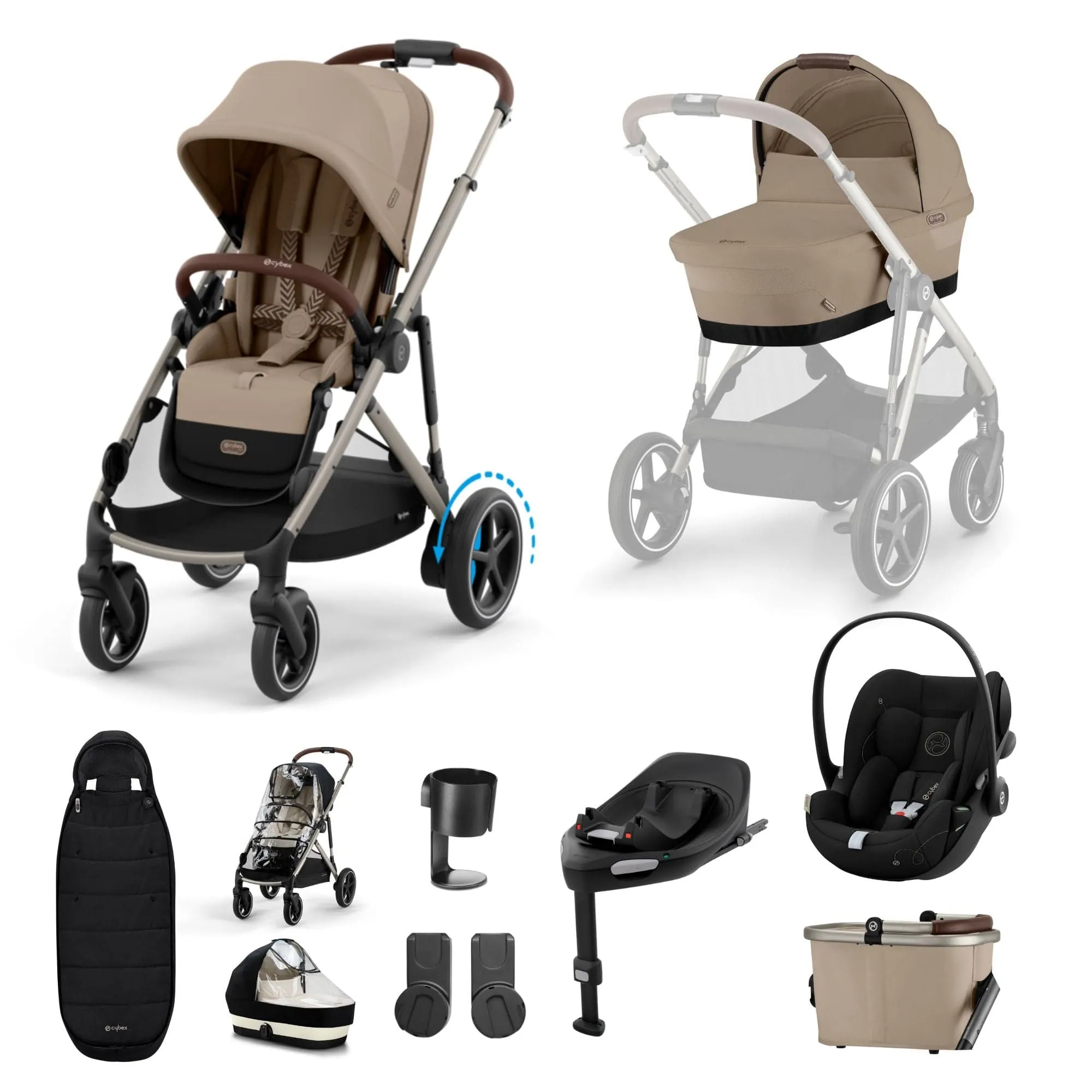 Cybex eGazelle S, Cloud G Travel System - Taupe/Almond Beige