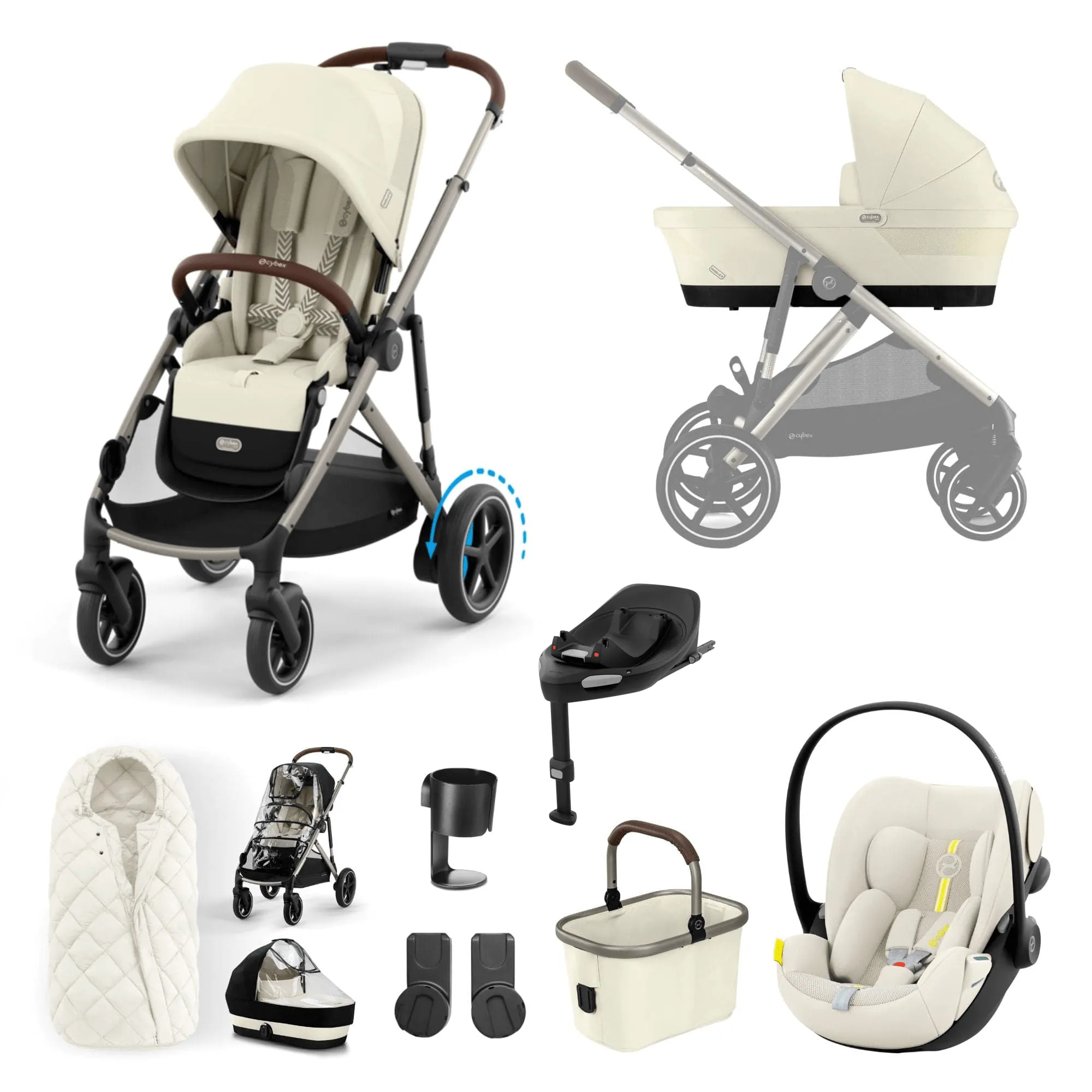 Cybex eGazelle S, Cloud G Travel System - Taupe/Seashell Beige