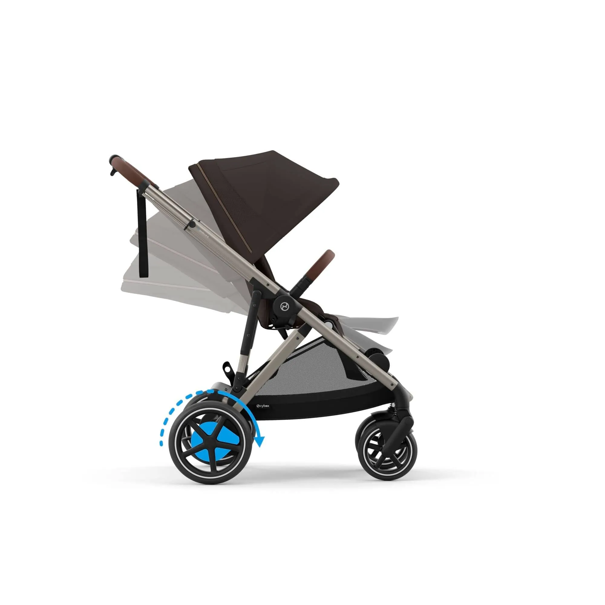 Cybex eGazelle S Double Pushchair - Taupe/Chocolate Brown