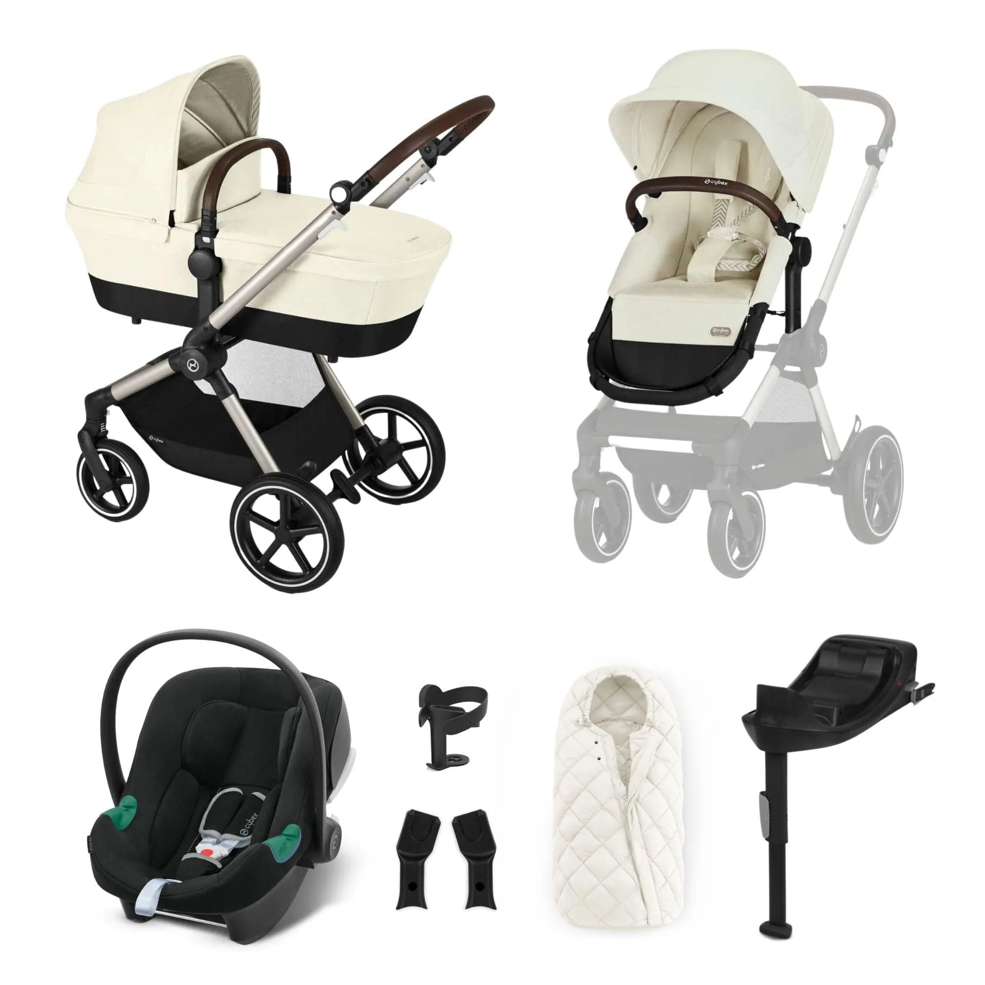 Cybex Eos Lux Comfort 9 Piece Bundle - Seashell Beige