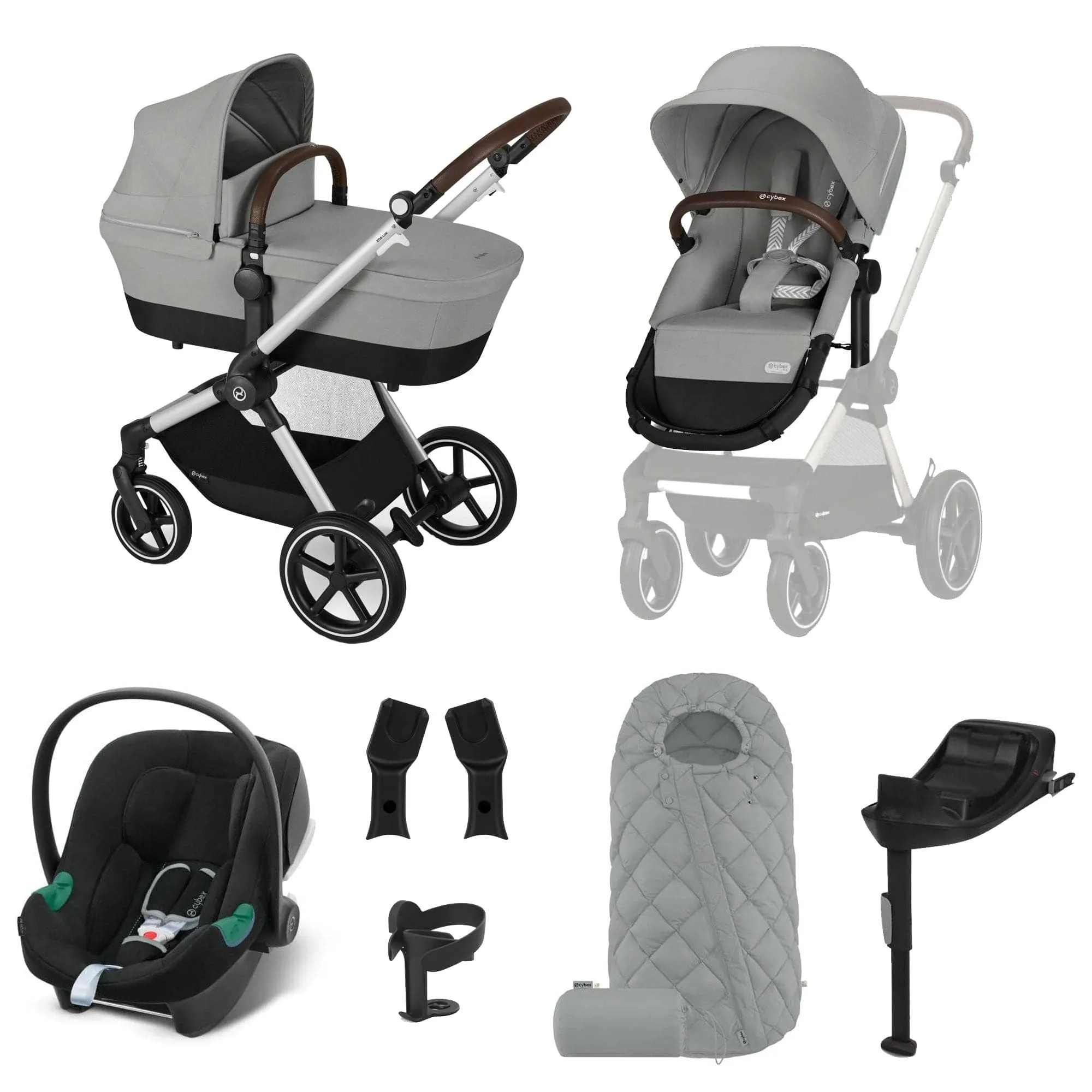 Cybex Eos Lux Comfort 9 Piece Bundle - Stone Grey