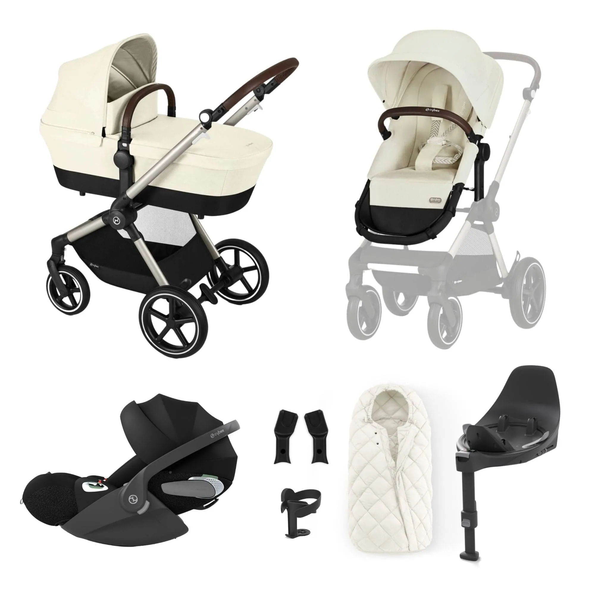 Cybex Eos Lux Luxury 9 Piece Bundle - Seashell Beige