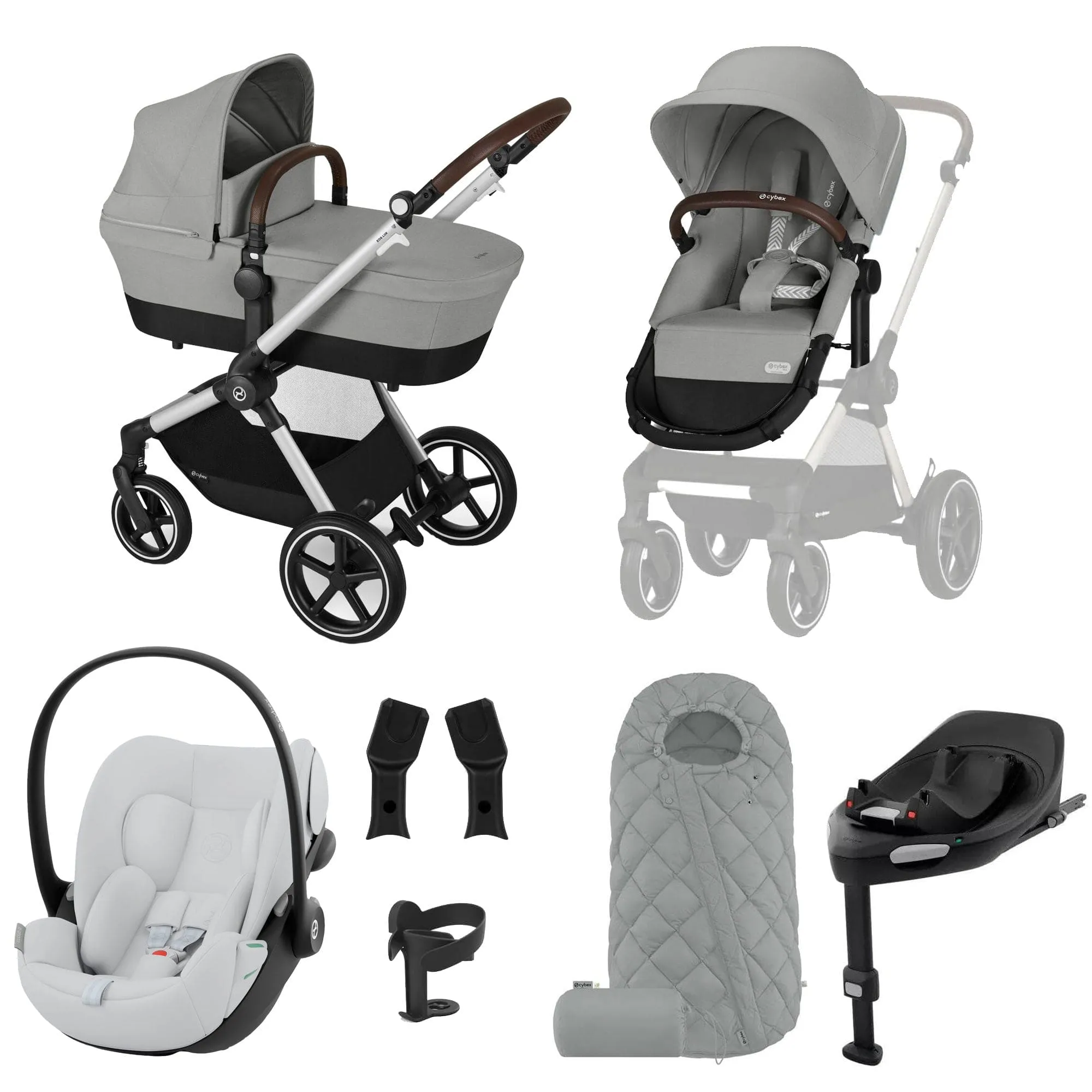 Cybex Eos Lux Luxury 9 Piece Bundle - Stone Grey