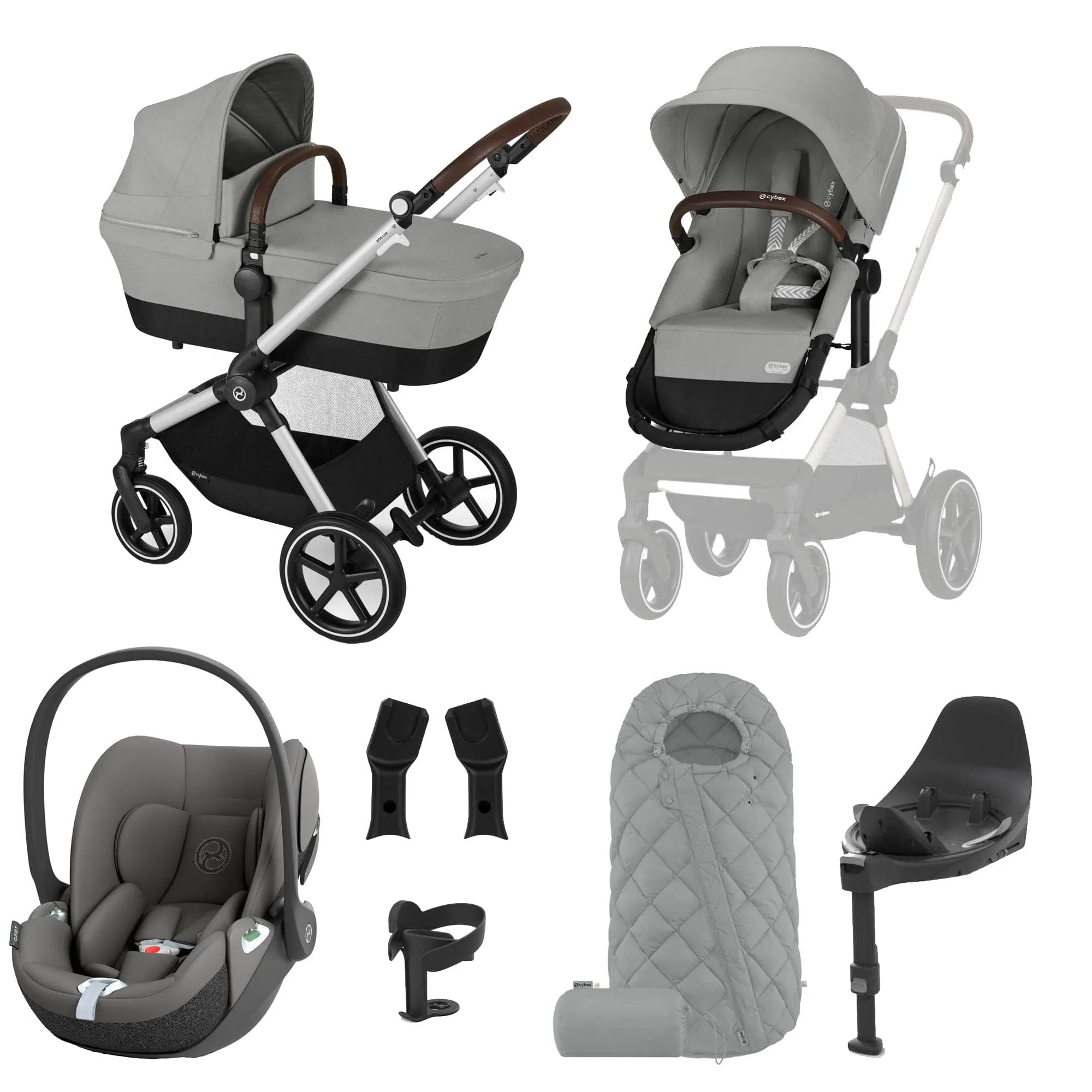 Cybex Eos Lux Luxury 9 Piece Bundle - Stone Grey