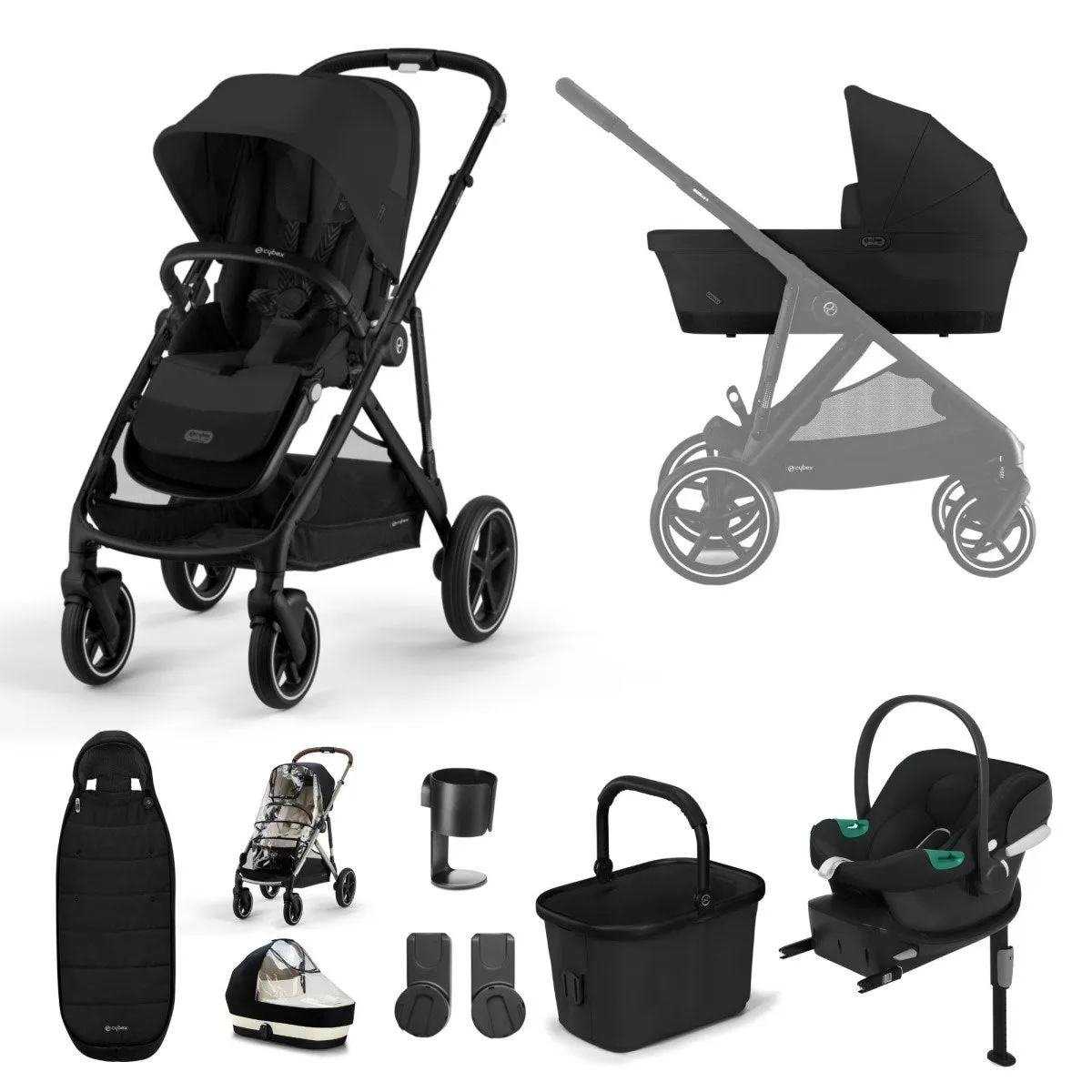 Cybex Gazelle S 11 Piece Travel System Bundle, Moon Black